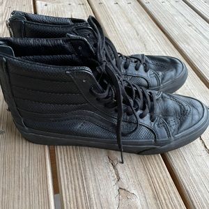Black Leather Vans Sneakers